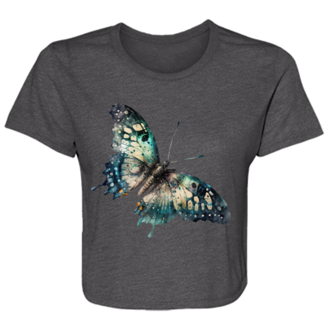Painted Butterfly Ladies' Flowy Cropped Tee