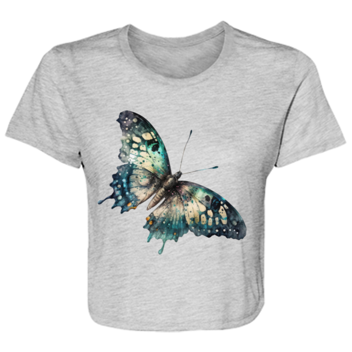 Painted Butterfly Ladies' Flowy Cropped Tee