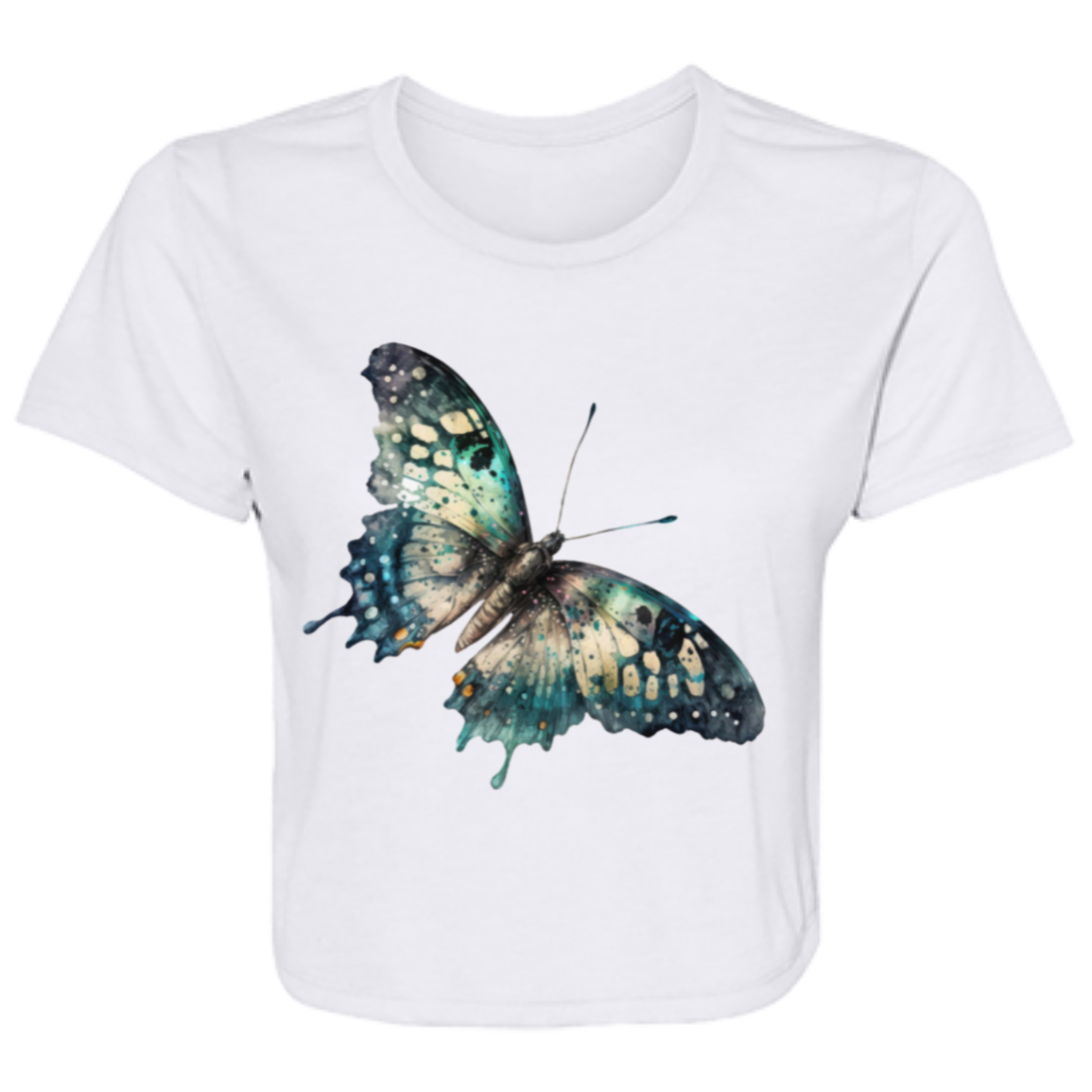 Painted Butterfly Ladies' Flowy Cropped Tee