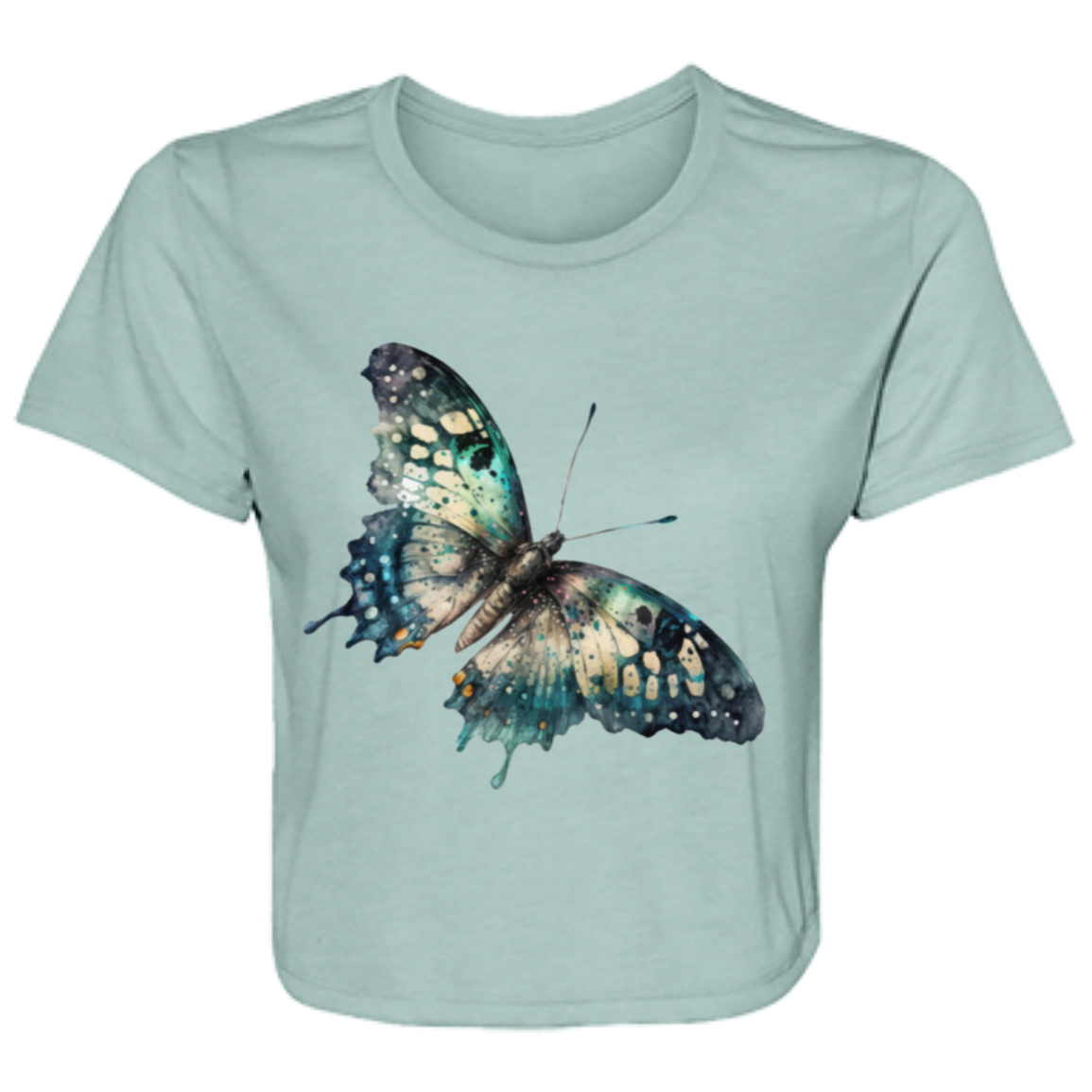 Painted Butterfly Ladies' Flowy Cropped Tee