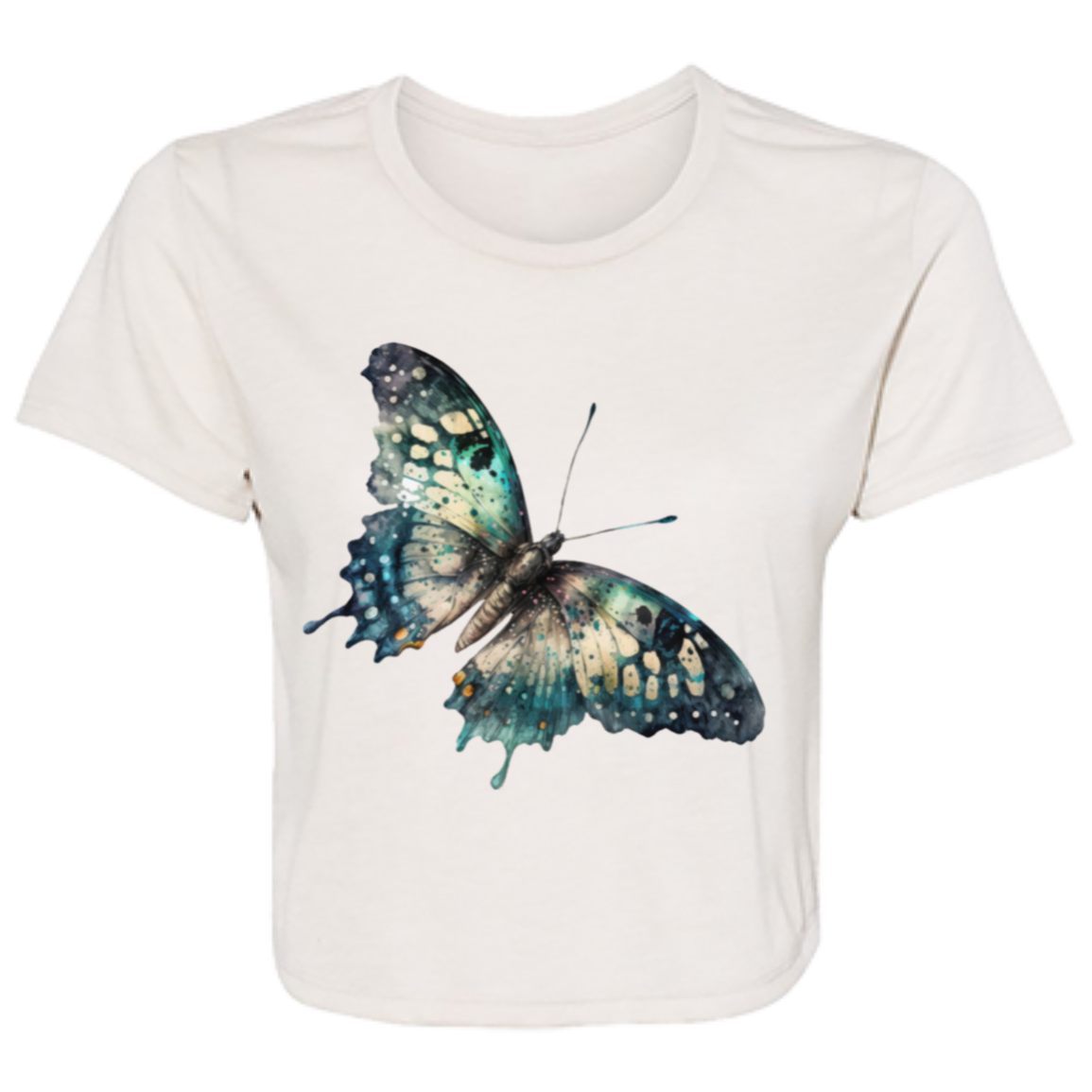 Painted Butterfly Ladies' Flowy Cropped Tee