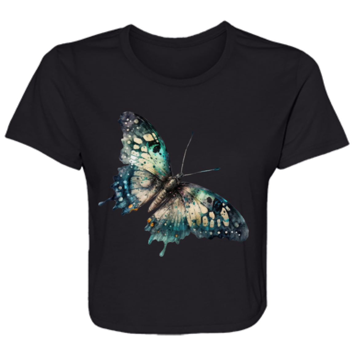 Painted Butterfly Ladies' Flowy Cropped Tee