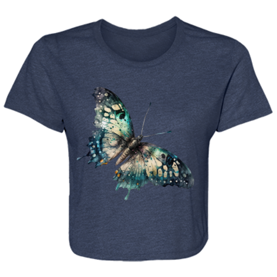Painted Butterfly Ladies' Flowy Cropped Tee