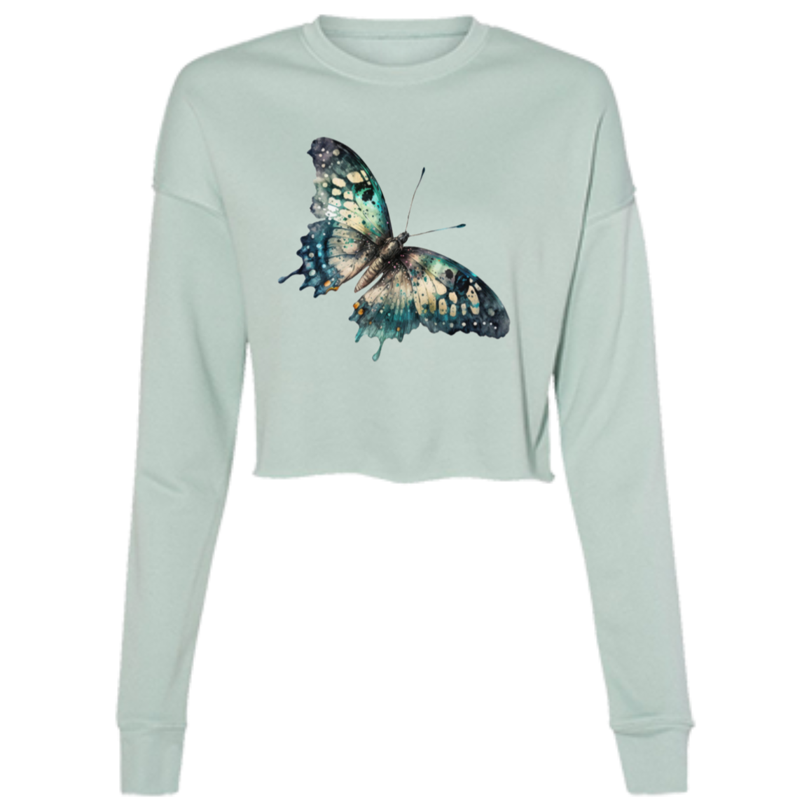 Painted Butterfly Ladies' Cropped Fleece Crew