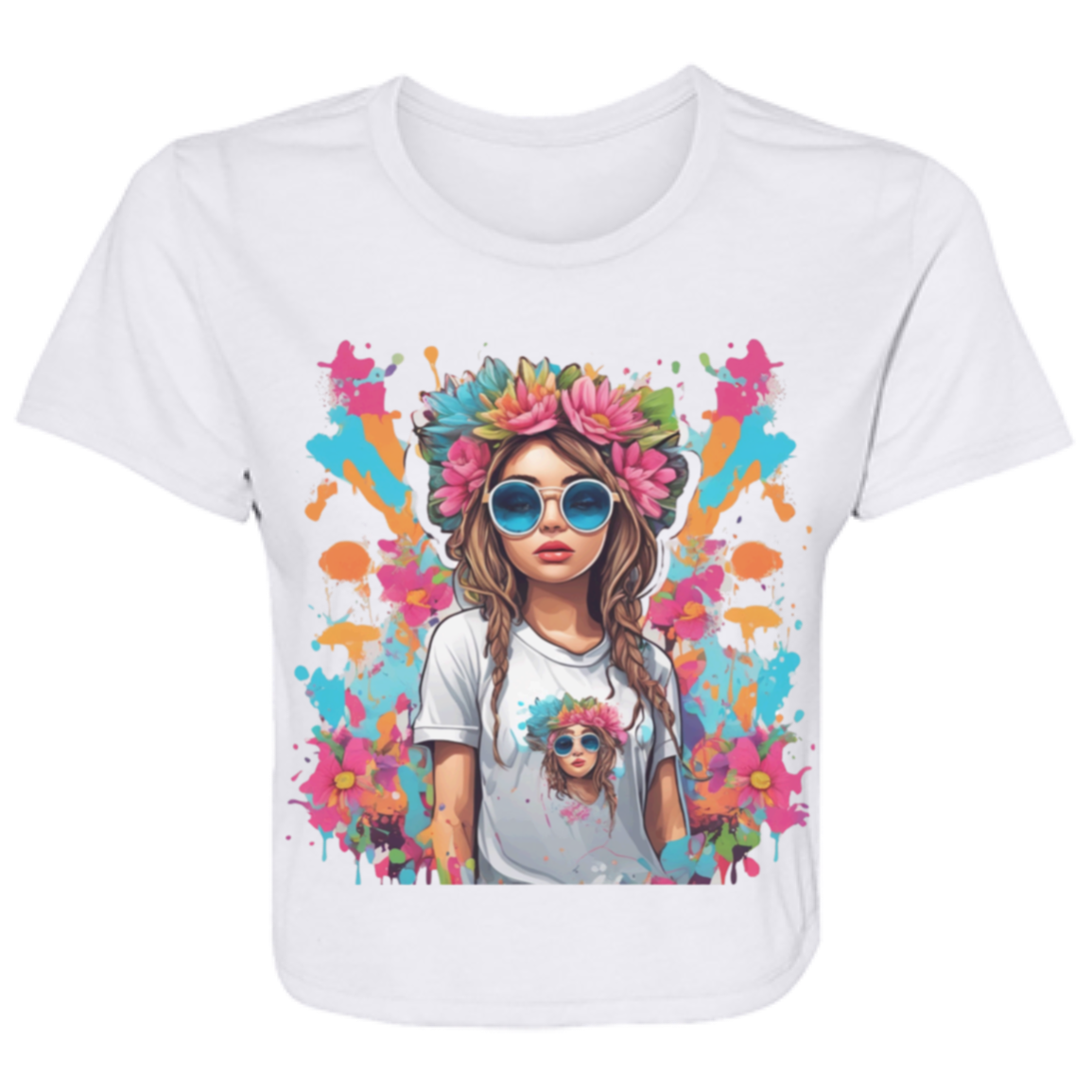 Paint and Party Ladies' Flowy Cropped Tee