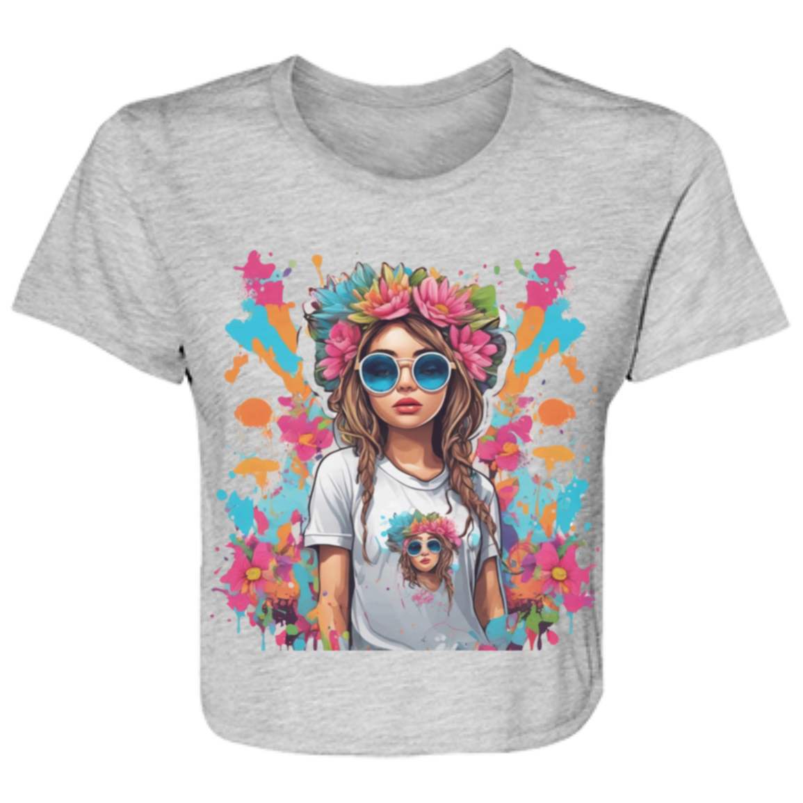 Paint and Party Ladies' Flowy Cropped Tee