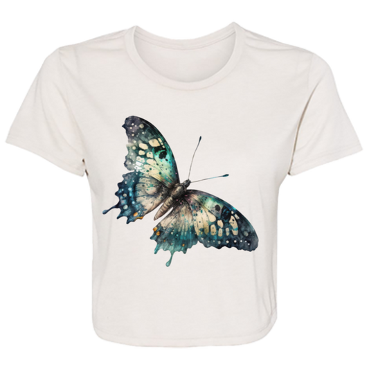 Painted Butterfly Ladies' Flowy Cropped Tee