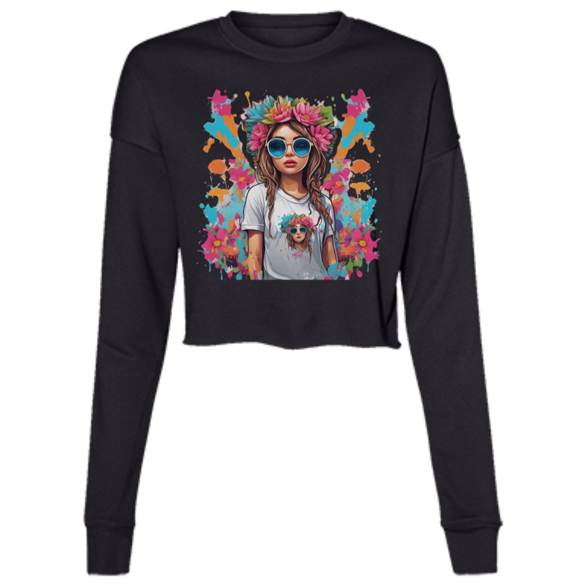 Paint and Party Ladies' Cropped Fleece Crew