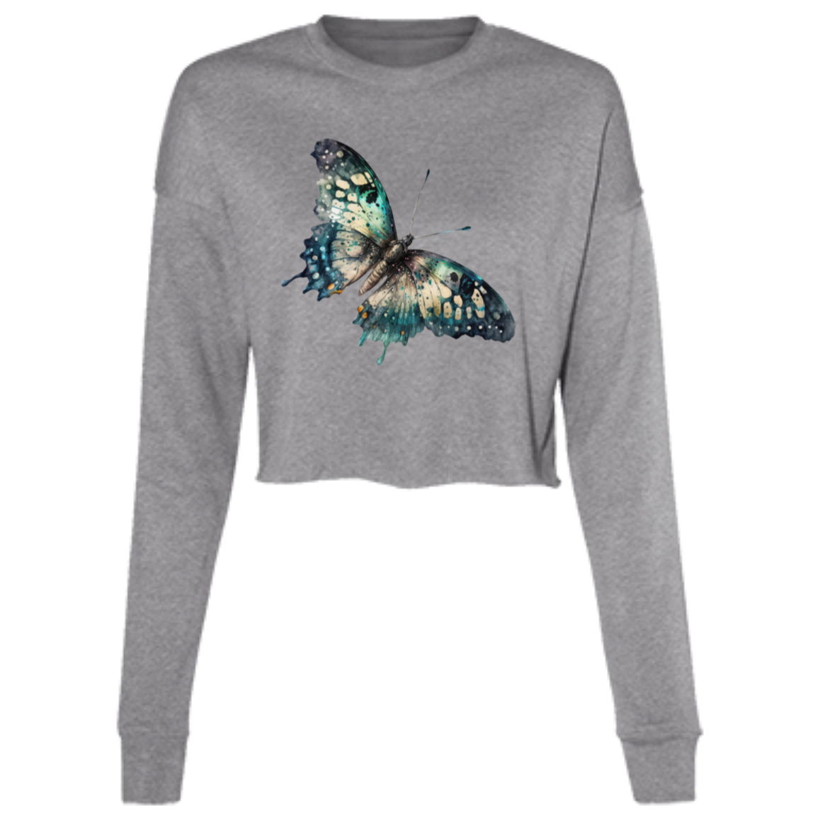 Painted Butterfly Ladies' Cropped Fleece Crew