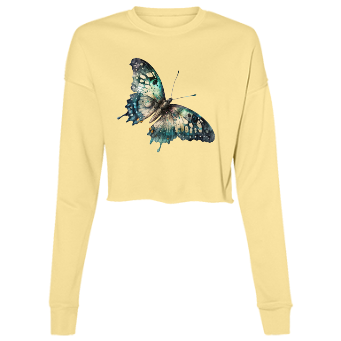 Painted Butterfly Ladies' Cropped Fleece Crew