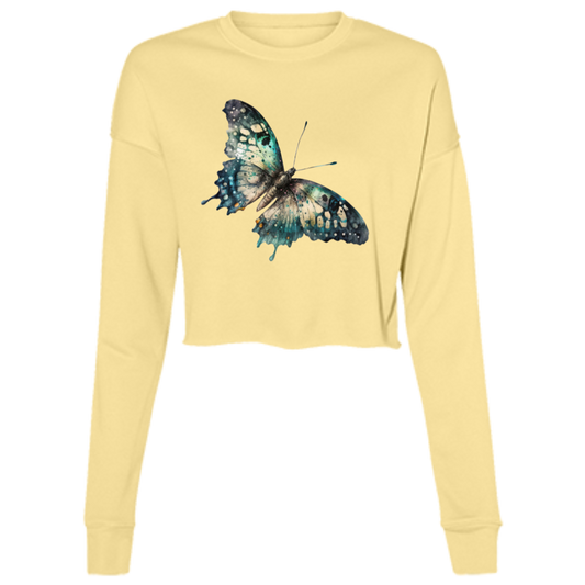 Painted Butterfly Ladies' Cropped Fleece Crew