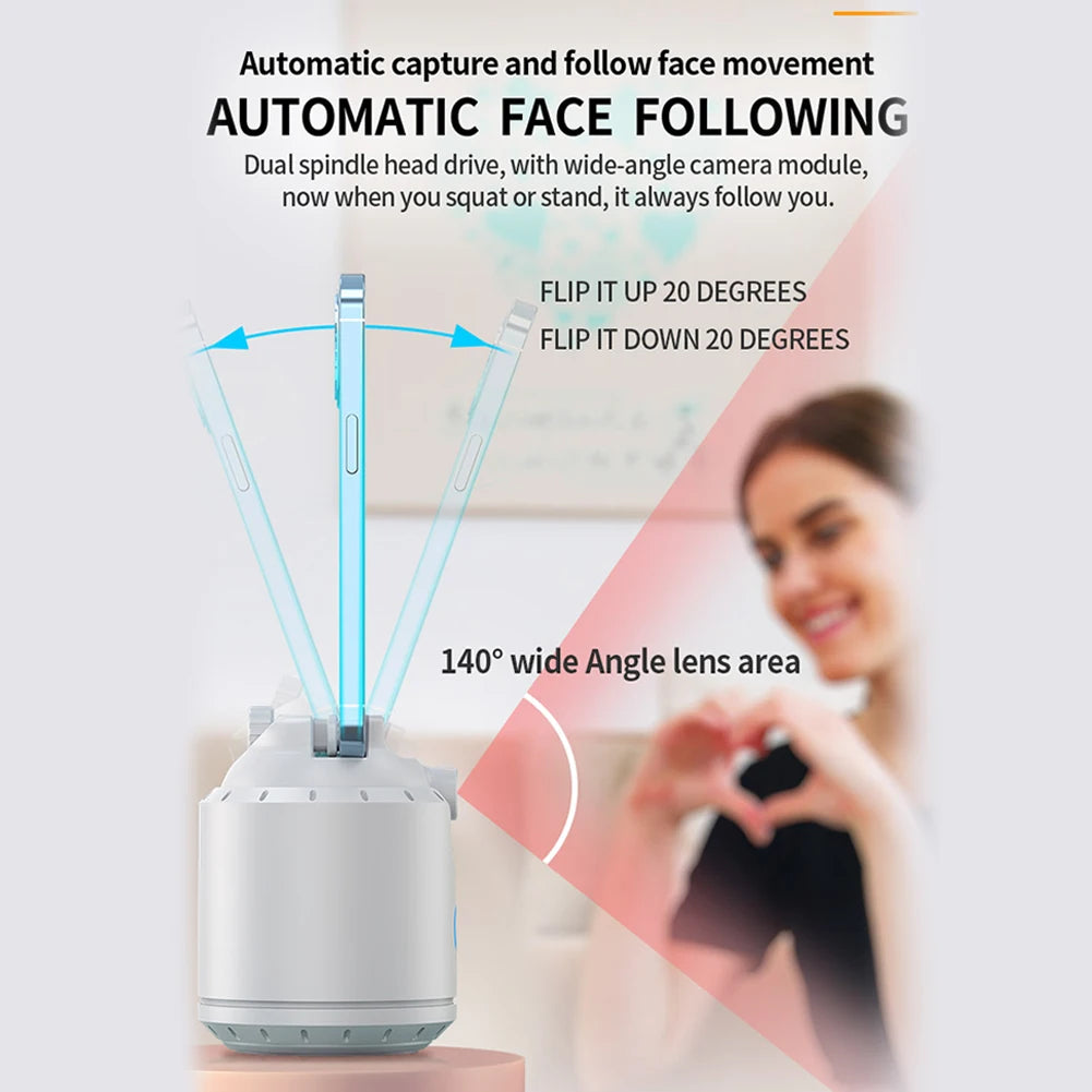 Intelligent Automatic Face Tracking Gimbal 360 Degree Rotation Portable Auto Tracking Tripod Phone Stabilizer for Live Streaming